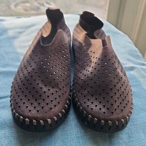 Ilse Jacobsen Hornbaek Tulip Brown Perforated Slip-Ons